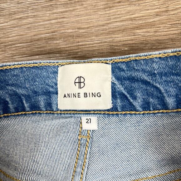 Anine Bing High Waisted Light-Wash Denim Straight Leg Jeans (Sz 27) - Picture 8 of 12